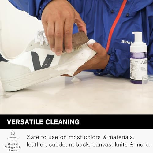 Jason Markk Quick Clean Kit, Shoe Cleaner, 2-Piece Set, Ready-To-Use Foam & Delicates Brush, Sneaker Care, Ideal for Footwear, Safe for Leather, Suede, Nubuck, Cotton, Knits, 4oz - size: 2 Fl Oz (Pack of 2), style: Quick Clean Kit