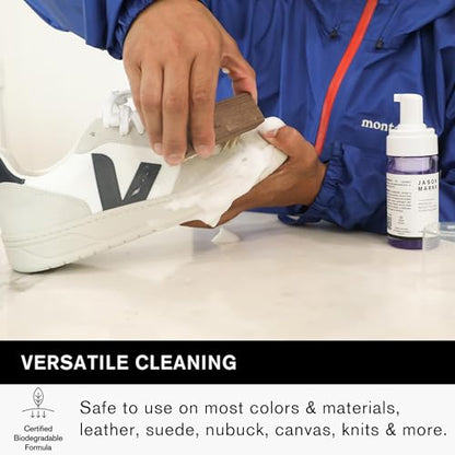 Jason Markk Quick Clean Kit, Shoe Cleaner, 2-Piece Set, Ready-To-Use Foam & Delicates Brush, Sneaker Care, Ideal for Footwear, Safe for Leather, Suede, Nubuck, Cotton, Knits, 4oz - size: 2 Fl Oz (Pack of 2), style: Quick Clean Kit