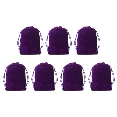 Drawstring Dice Bag 3.54" x 4.72" Durable Flocking Cloth Tarot Card Bag Perfect for Dice Storage & Jewelry & Chess & Cosplay Coin & Board Gaming Accessories (Purple, 7pcs) - color: Purple, size: 3.54"x4.72"