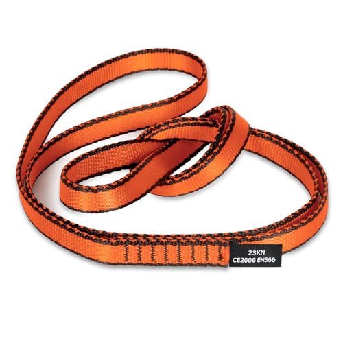 18MM Nylon Climbing Sling Runner 23KN CE2008/EN566 Strong Webbing Straps for Rock Climbing,Mountaineering, Rappelling, Swing, Yoga Hammock etc - color: Orange, size: 90cm/ 35inch |Single Unit