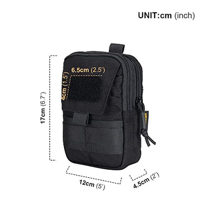 EXCELLENT ELITE SPANKER Tactical Molle EDC Pouch with Cellphone Pouch | Molle admin pouch,molle utility pouch,tool pouch,Organizer Nylon Belt Waist Bag - color: Black