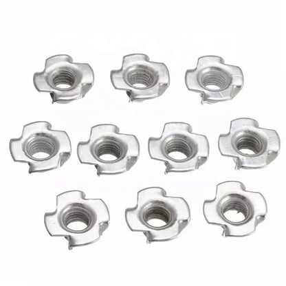T-Nuts 50/100Pcs M3 M4 M5 M6 M8 M10 M12 Four Claws Nut Speaker T-nut Blind Pronged Insert Tee Nut Four-Point Impact Nuts for Wood, Rock Climbing Holds(M8 (100pcs)) - size: M8 (100pcs)