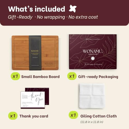 WONAMU Small Bamboo Cutting Board Non Toxic – Lightweight, Durable, Perfect For Charcuterie, Serving Snacks, And Everyday Kitchen Use – Eco-Friendly Kitchen Items And Versatile Wooden Tray - color: Natural