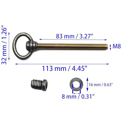 2 PCS Swivel Mirror Mounting Bolt M8 Antique Brass Mirror Frame Screws for Retro Rotating Mirrors (Screw Lenght: 83 mm / 3.27") - size: 121 MM / 4.76 IN