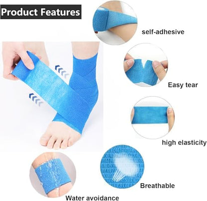 24 Pack Self Adhesive Bandage Wrap 2 Inch x 5 Yards Non-Woven Bandage,Vet Wrap Breathable Elastic Self-Adherent Tape for Stretch Athletic, Sports, Wrist, Ankle (Pets Too)(Mix) | Vet Wrap Breathable Elastic Self-Adherent Tape for Stretch Athletic, Sports,
