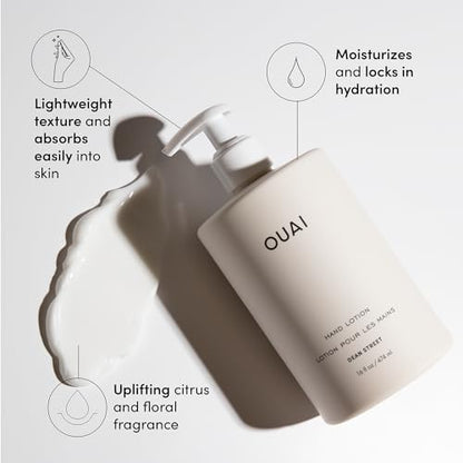 OUAI Hand Lotion - Daily, Lightweight, Hydrating Lotion for Dry Skin - Made with Avocado, Rosehip and Jojoba Oil to Lock in Moisture - Never Greasy (16 Fl Oz) (Pack of 2) - size: 16 Fl Oz (Pack of 2)