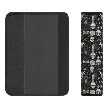 1 Pair Universal Soft and Comfortable Seat Belt Shoulder Pad for Kids, Stroller Pushchair High Chair, Black Cat Skull Goth Shoulder Protector, Anti-Slip Pad - color: Pattern 162