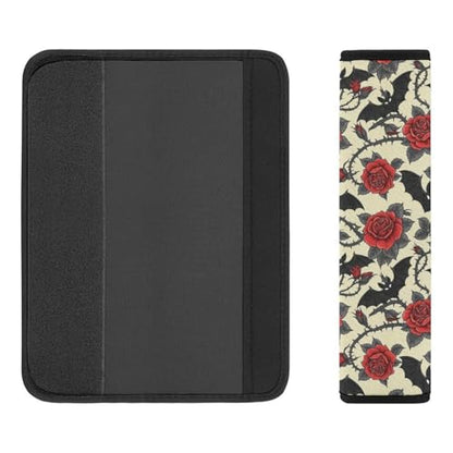 Breathable Seat Belt Shoulder Pad for Adults and Children, Stroller Pushchair High Chair, 2 Pack Halloween Goth Gothic Rose Bat Floral Neck Strap Covers Easy Install (No Tool) - color: Pattern 769