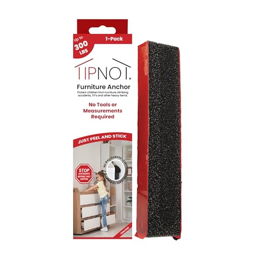 Adhesive Furniture Anchor, No-Drill, Aesthetic & Invisible Once Installed, Anti-Tip Furniture Safety Anchor to Childproof and Babyproof Your Home, Holds Up to 300 Pounds, 1-Pack - size: Furniture Anchor 1 Pack