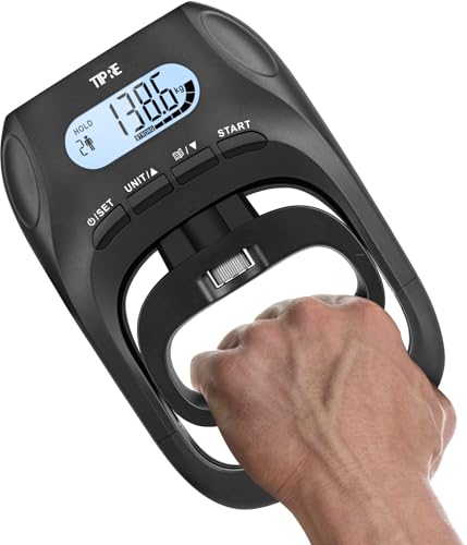 TIPRE 396lbs/180kg Grip Strength Tester, Hand Grip Dynamometer, Digital Grip Strength Tester with LCD Display, Adjustable Hand Grip Training Gauge, Hand Grip Testing for Sports Home School Use - color: Black