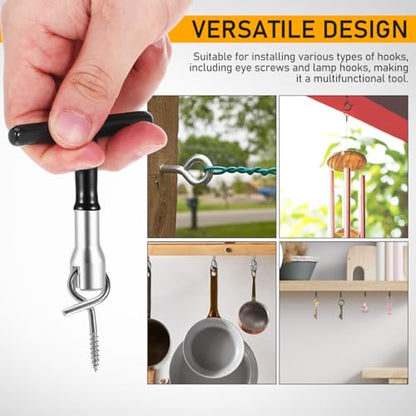 Alipis Manual Installation Tool for Eye Screws and Screw-in Hooks Heavy Duty Steel T Handle Nut Driver for Hooks Sturdy Wrench Tool for Easy Assembly
