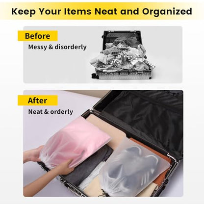 Vorspack Shoe Bags for Travel, 6 Pcs, Transparent, Drawstring, Large | Clear, Shoe Organizer, With Rope, Travel Essentials, For Men Women