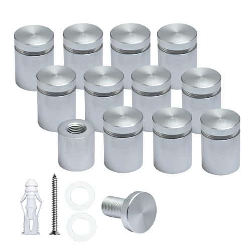 Pack of 12 Aluminum Standoff Screws Wall Sign Standoff Mounting Hardware Standoff Mounts for Acrylic Picture Frame (12, Satin Chrome, 3/4" x 3/4“) - color: Satin Chrome, size: 3/4" x 3/4“