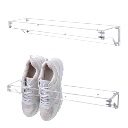 MyGift Premium 10mm Thick Clear Acrylic Hanging Shoe Storage Organizer Racks, Wall Mounted Space Saving Footwear Holder for Closet, Mudroom, Entryway, Set of 2 Holds 4 Pairs