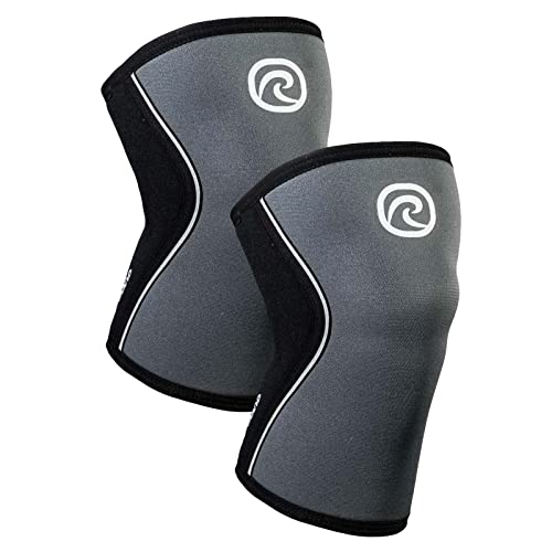 Rehband 5mm Knee Sleeves for Functional Training, Cross-Training & Powerlifting, Weightlifting Knee Support made of Neoprene, Unisex, Colour:Steel Grey - 1 Pair, Size:X-Small - color: Steel Grey - 1 Pair, size: X-Small