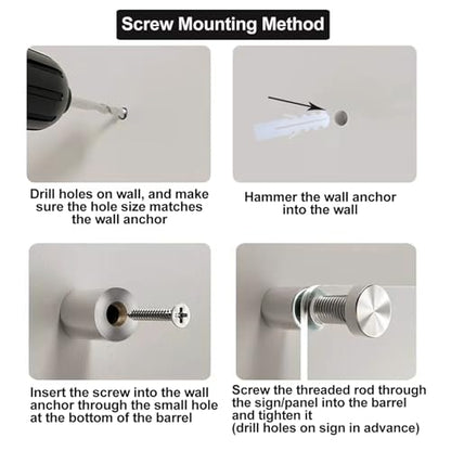 Standoff Screws 1 x 1 Inch Mediee 20 Pack Sign Standoff Stainless Steel Stand Off Wall Mounts Standoffs Mounting Hardware for Acrylic Signs