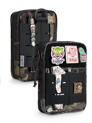 TACTICAL GEEK EDC Compact Waist Pocket Pouch, Multi-Purpose Molle EDC Pouch Gadget Organizer (E2.0-Black Camo) - color: E2.0-Black Camo
