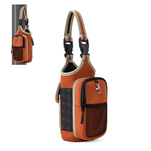 VAKAER Magnetic Gym Bag, Water Bottle Carrier Holder with Phone Pocket & Adjustable Strap,10 Ultra-Strong Magnets Stick to Fitness equipment, Workout Accessories Pouch for Women & Men - color: Orange red