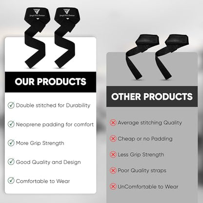 Weight Lifting Straps,Powerlifting Deadlifting, Anti Slip 60CM Hand Bar Grip, 5MM Neoprene Wrist Support, Heavy Duty Weightlifting Bodybuilding Workout - color: Black