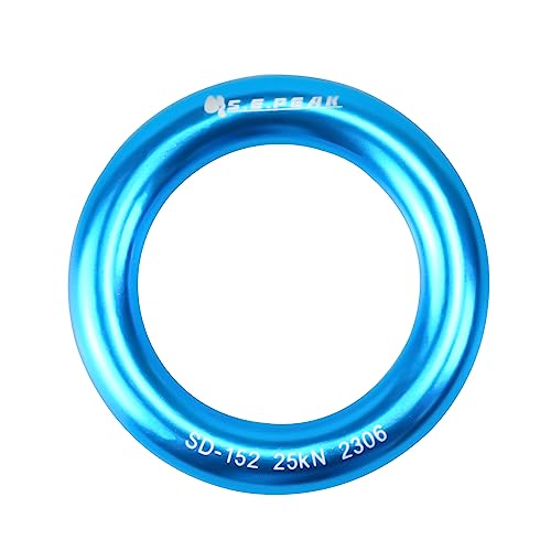 25kN Aluminum Rappel Ring, Perfect Tension O-Ring, Connection Ring for Rock Climbing, Arborist, Gold/Blue - color: big blue-1 pack