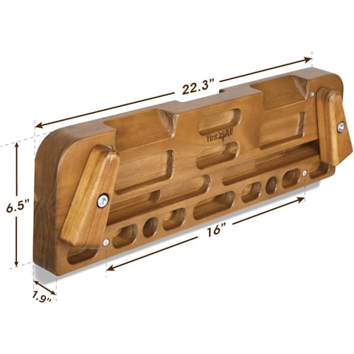 Yes4All Wooden Hang Board/Climbing Board for Doorway - Hand Strengthener Equipment for Training Finger, Grip and Pull Up - color: A. Espresso - Upgraded