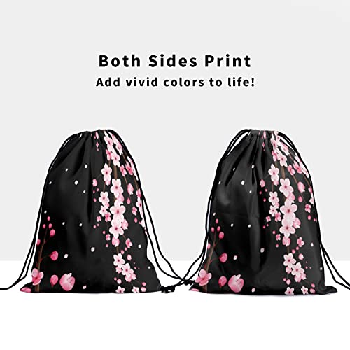 Gymnastics Grip Bag for Gymnasts Gymnastic Drawstring Bag Gym Athlete Bag - color: Black Pink Cherry Blossom, size: 9.25" x 12" (Pack of 1)