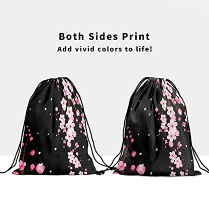 Gymnastics Grip Bag for Gymnasts Gymnastic Drawstring Bag Gym Athlete Bag - color: Black Pink Cherry Blossom, size: 9.25" x 12" (Pack of 1)