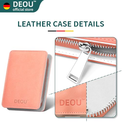 DEOU Professional Nail Set 11 in 1 stainless steel home care nail clippers, men's luxury travel leather storage box, women's beauty kit (Pink) - color: Pink