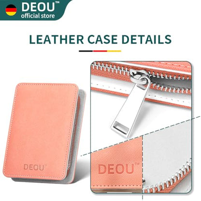 DEOU Professional Nail Set 11 in 1 stainless steel home care nail clippers, men's luxury travel leather storage box, women's beauty kit (Pink) - color: Pink