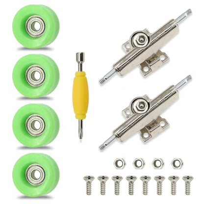 7 Pieces POM Green Fingerboard-Wheels Size 7.3mm*4.5mm Tool Set with 1 Screwdrivers 2 Alloy axles - color: Green