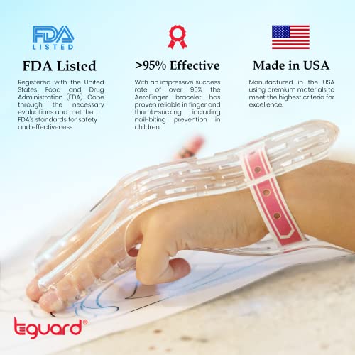 TGuard AeroFinger Anti-Finger Sucking Guard – Finger Sucking Prevention Kit, Deterrent to Stop Finger Habit, Washable Secure-Fit Guard for Kids, Soft, Medium (Kids 40–70 lbs), Ages 5–6, Made in USA - size: Medium (Pack of 1)