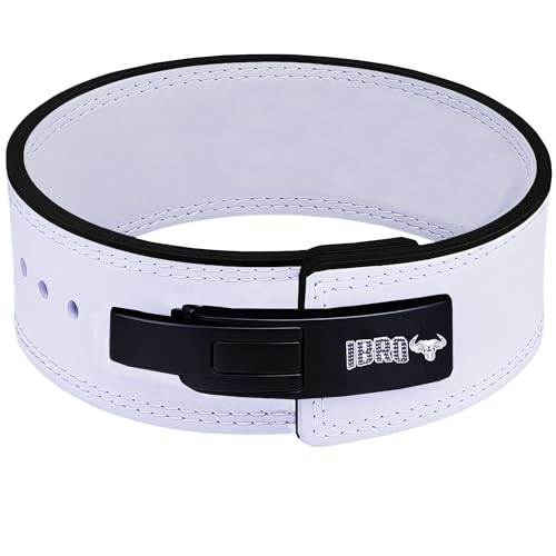 IBRO Powerlifting Lever Gym Belt – Power 8MM, 10MM or 13MM Extreme Heavy Duty Genuine Leather Belts - Squats Deadlifts Bodybuilding Weight Lifting IPF Power Lifting Strongman for Men - color: 10mm AllWhite, size: X-Large