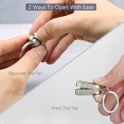All Metal Foldable Nail Clippers, Stainless Steel Pocket Keychain Fingernail Clipper with Earpick & Keyrings, Portable Compact Travel Nail Trimmer Cutter for Men Women Adults, Champagne - color: Champagne