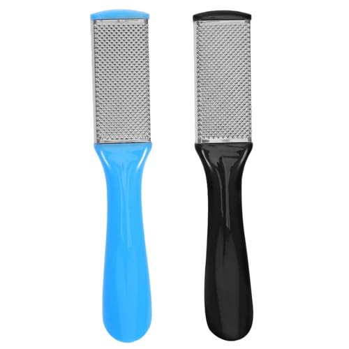 2PCS Double Sided Stainless Steel Pedicure Foot File with Sandpaper and Mesh for Callus Removal Foot Rasp Tool for Hard Skin Treatment Random Color Random Color