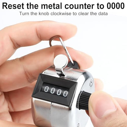 2 Pack Hand Tally Counter, 4-Digit Metal Mechanical Clicker | Battery-free manual counters with lanyards for people counting, lap tracking, golf, coaching, classrooms, inventory & events.