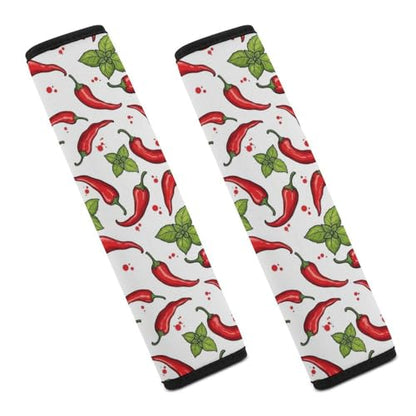 2PCS Chili Peppers Print Car Seat Belt Pad Universal Fit Seat Belt Covers Cushion for Kids, Car Seats Pushchair Strollers High Chair Pushchair, Easy Install (No Tool) - color: Pattern 822