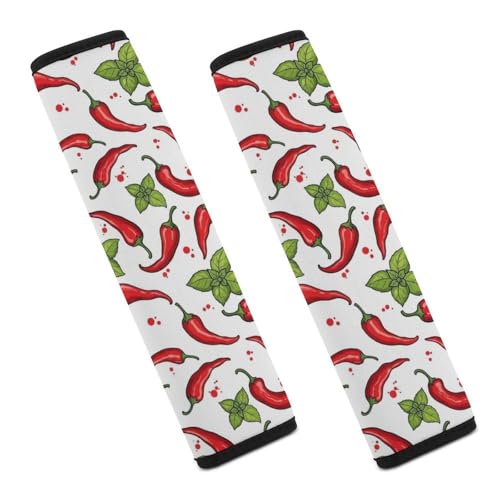 2PCS Chili Peppers Print Car Seat Belt Pad Universal Fit Seat Belt Covers Cushion for Kids, Car Seats Pushchair Strollers High Chair Pushchair, Easy Install (No Tool) - color: Pattern 822