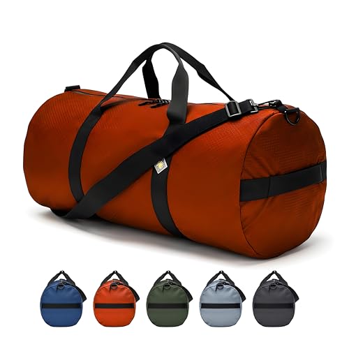 75L Hauler Heavy Duty Duffle Bag, Weatherproof Ripstop Gym Travel Gear Bag | Folds flat for storage. #10 double-slider zipper with splash cover. Wraparound handles rated for heavy loads. - color: International Orange, size: 14" x 30" (75 Liters)