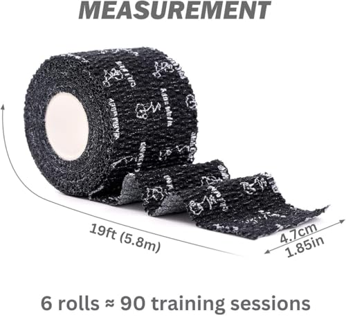 WARM BODY COLD MIND 1.85" Weightlifting Thumb Tape - Hook Grip Tape for Powerlifting, Cross Training, Gym Tape, Workout, Weight Lifting Tape, Athletic Finger Wrap (Black 6 Rolls) - color: 6 Rolls Black
