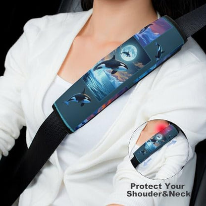 2PCS Ocean Whale Killer Whale Car Seat Belt Pad Breathable Shoulder Protector for Girls and Boys, Most Cars, Anti-Slip Pad - color: Pattern 352