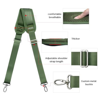 Shoulder Straps 79 inch Adjustable with Thick Soft Fixed Shoulder Pad | with Metal Swivel Hooks for Laptop Bag, Messenger Bag, Tool Bag, Camera,Luggage,for Mens and Womens - color: Green