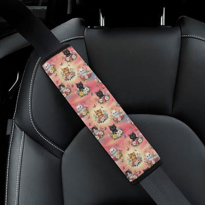 2 Pack Pink Cat Funny Cats Pet Butterfly Flower Seat Belt Cover Universal Fit Shoulder Harness Cover for Girls and Boys, Car Seats Pushchair Strollers High Chair Pushchair - color: Pattern 1235