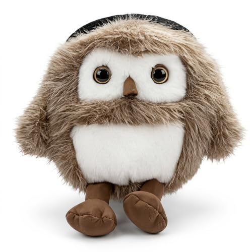 Fluffy Owl Plush Chalk Bag, Drawstring Magnesia Storage Pouch with Adjustable Waist Strap, Portable Animal Shape Gym Chalk Holder for Rock Climbing Bouldering Weight Lifting Training