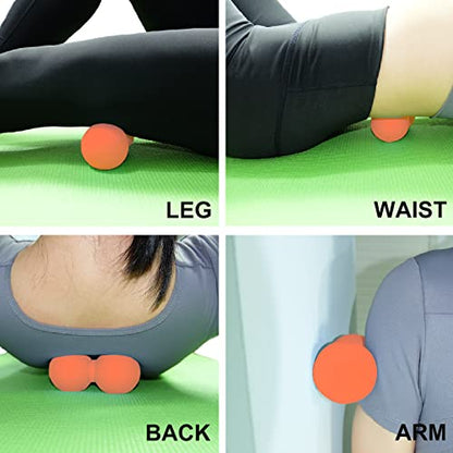 Hard Peanut Massage Ball, Double Lacrosse Massage Ball. Deep Tissue Massager Mobility Roller for Physical Therapy Myofascial Release Trigger Point Muscle Relax Pain Relief Acupressure (Orange) | Mobility Massager Tool for Deep Tissue Physical Therapy Myof