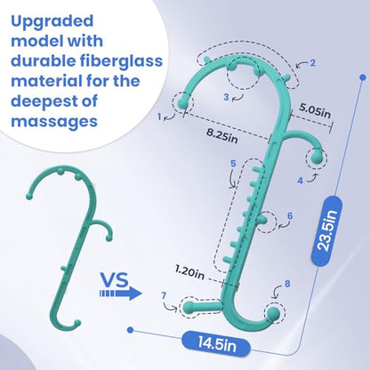 Ranarose Deep Tissue Back & Neck Massager - Back Massager Stick for Pain Relief, Muscle Knot Remover, Trigger Point Massage Tool for Full Body, Shoulders, Legs - Pressure Point Massage Tool - color: Turquoise
