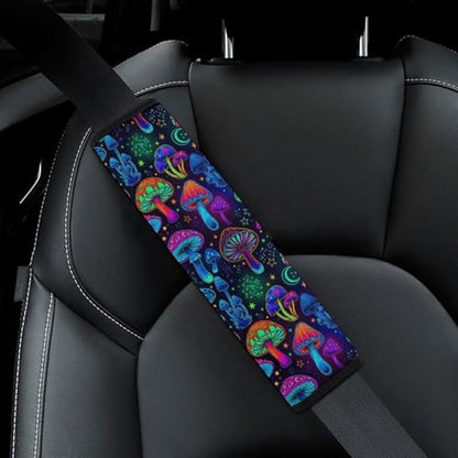 Universal Soft and Comfortable Car Seat Straps Shoulder Pads for Girls and Boys, Most Cars, 1 Pair Trippy Purple Mushrooms Harness Pads Strap Comfortable Driving - color: Pattern 1260