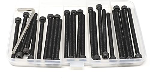 iexcell 25 Pcs M5 x 60/65/70/75/80 Alloy Steel 12.9 Grade Hex Socket Head Cap Screws Bolts Assortment Kit, Black Oxide Finish - size: M5 x 60/65/70/75/80mm