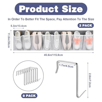 2 Pack RV Shoe Storage Solutions, Hanging Shoe Organizer with 8 Large Pockets