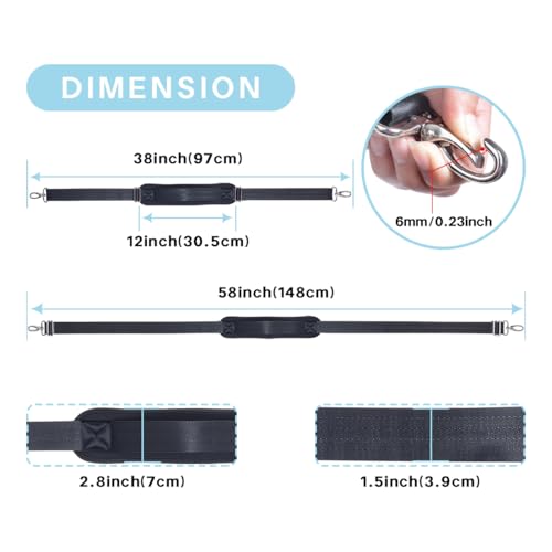 Shoulder Strap for Bag Universal Replacement 58"/67" Fixed Padded Adjustable Buckle Heavy Duty Shoulder Strap - color: Black, size: 58"