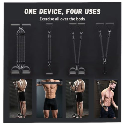 Multifunction Tension Rope Set,Upgraded Smart Stirrup Puller Adjust Sit Up Bar-Pedal Puller Tensioner Workout Bands Resistance with Abdomen/Waist/Leg/Hips/Chest/Back